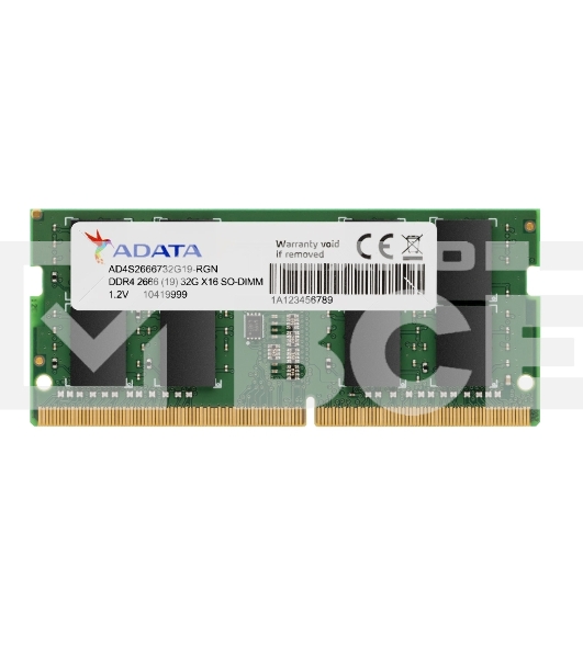 Оперативная память ADATA, DDR4, 8GB (1x8GB), 2666MHz, CL19, SO-DIMM