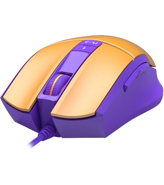 Мышь проводная A4Tech Bloody L65 Max желтый/фиолетовый, 12000 dpi, USB, кнопки - 7