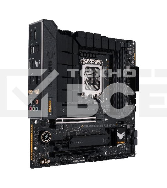 Материнская плата ASUS TUF GAMING B760M-PLUS WIFI D4, LGA 1700, Intel B760, 4xDDR4, 4xSATA, 2xM.2, 1xPCI-E 5.0 x16, 1xPCI-E 4.0 x4, 1xUSB-A 3.2 Gen 1, 4xUSB-A 3.2 Gen 2, 2xUSB 2.0, 1xUSB-C 3.2 Gen 2x2, 1x2.5Gb LAN, 5x3.5 мм, 7.1, Wi-Fi 6, Bluetooth 5.2, M