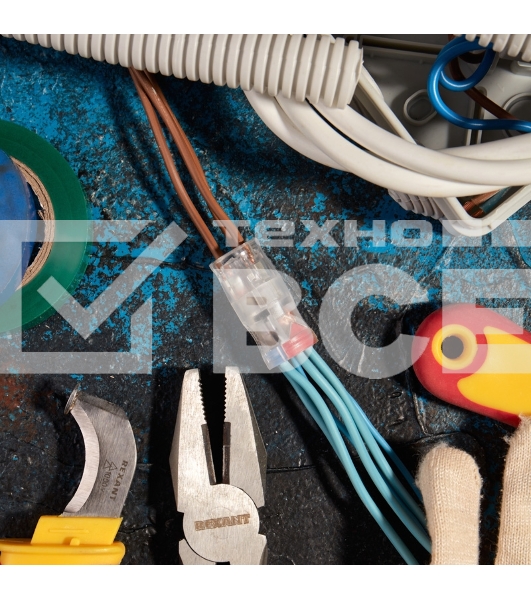 Экспресс-клемма СМК 2273-2x3R проходная разъемная 3 полюса 3х2-проводная 0,5-2,5мм² (50 шт/уп) Rexant