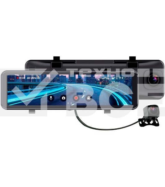 Видеорегистратор TrendVision CarPlay Mirror черный 2Mpix 2160x3840 2160p 150гр. MSTAR 8826