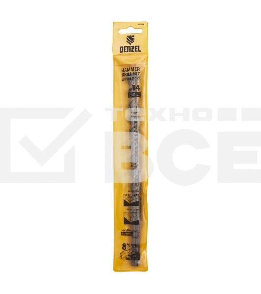 Бур по бетону, двойная спираль, Cobalt W-tip, 14x260 мм, SDS PLUS Denzel