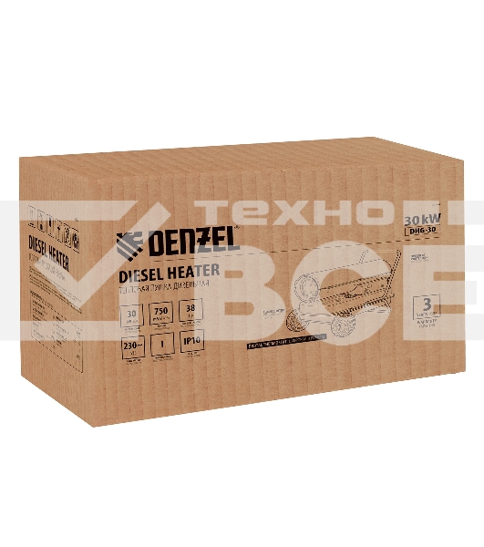 Дизельная тепловая пушка Denzel DHG-30, 30 кВт, 750 м3/ч, прямой нагрев