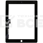 Сенсорное стекло (тачскрин) для iPad 3/4, черное OEM, фото2