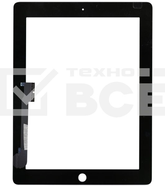 Сенсорное стекло (тачскрин) для iPad 3/4, черное OEM