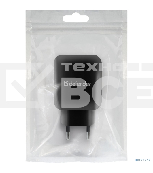 Сетевой адаптер Defender 2xUSB, 5V/2.1А, черный, пакет (EPA-13)