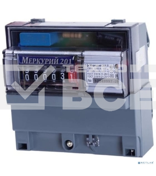 Счетчик 'Меркурий' 201.5 1ф 5-60А 1 класс точн. 1 тариф.; имп. вых. мех Инкотекс 32419