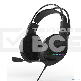 Perfeo игровая гарнитура RGF AIR черная 1,8 м, разъем 3,5 мм (4 pin) и USB (LED), переходник