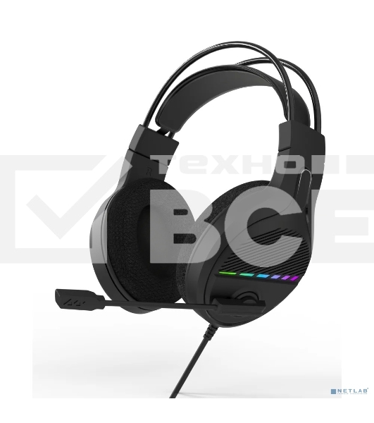 Perfeo игровая гарнитура RGF AIR черная 1,8 м, разъем 3,5 мм (4 pin) и USB (LED), переходник