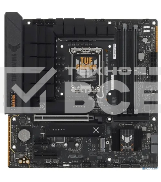 Материнская плата ASUS TUF GAMING B760M-PLUS II, LGA 1700, Intel B760, 4xDDR5, 4xSATA, 3xM.2, 1xPCIe 5.0 x16, 1xPCIe x4, 1xPCIe x1, 1xUSB-A 3.2 Gen 2, 2xUSB-A 3.2 Gen 1, 4xUSB 2.0, 1xUSB-C 3.2 Gen 2x2, 1x2.5Gb LAN, 5x3.5 мм, 7.1, mATX