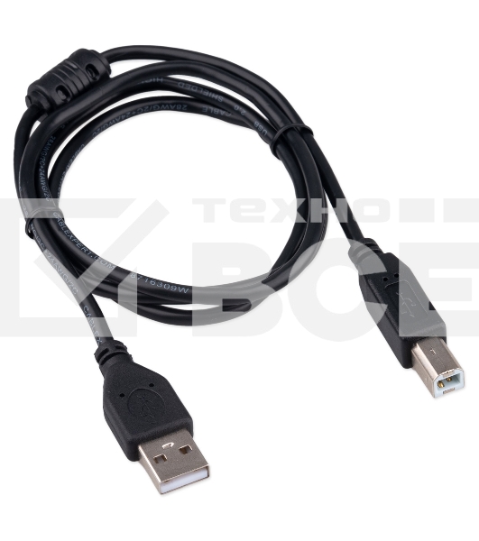 Кабель USB2.0 Cablexpert CCF-USB2-AMBM-1M, AM/BM, медь, двойн.экран, фер.кольцо, Pro, 1м, черный, пакет