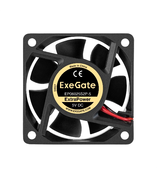 Вентилятор 5В DC ExeGate ExtraPower EP06025S2P-5 (60x60x25 мм, Sleeve bearing (подшипник скольжения), 2pin, 4800RPM, 33dBA)