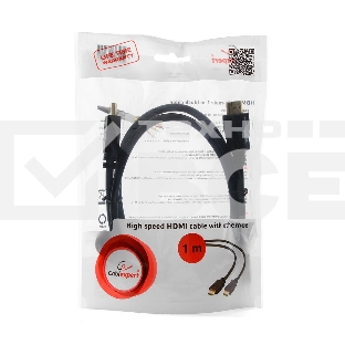 Кабель Cablexpert HDMI CC-HDMI4-1M, 19M/19M, v2.0, медь, позол.разъемы, экран, 1м, черный, пакет