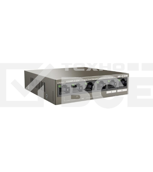 Сетевой коммутатор IP-COM G2206P-4-63W 4x10Base-T / 100Base-TX / 1000Base-T 2x1000Base-T PoE порты 4 Количество портов PoE+ 4 G2206P-4-63W