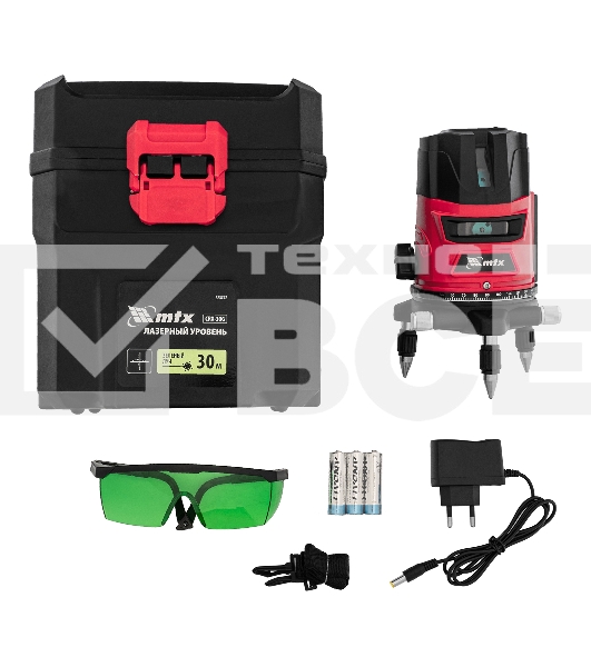 Лазерный уровень CRX-30G, 30 м, зеленый луч, батарейки, резьба 5/8