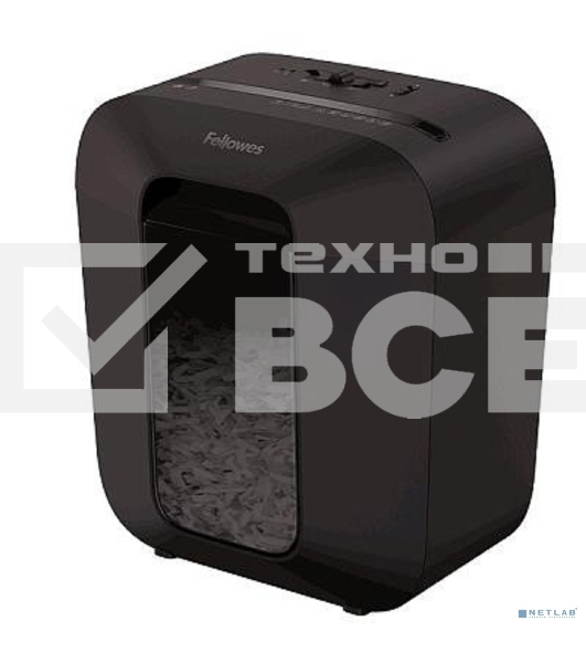 Шредер Fellowes PowerShred LX25 черный (секр.P-4)/перекрестный/6лист./11.5лтр./скрепки/скобы/пл.карты