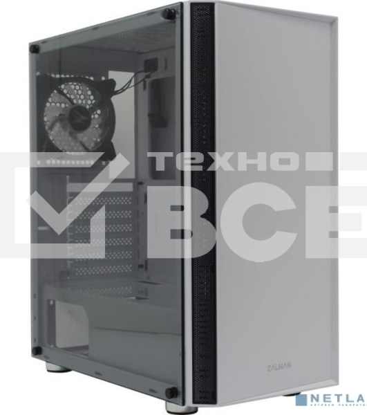 Компьютерный корпус ZALMAN R2 White (3xUSB, 2xAudio, 20мм FAN, прозрачная стенка-закаленное стекло, ATX, без БП)