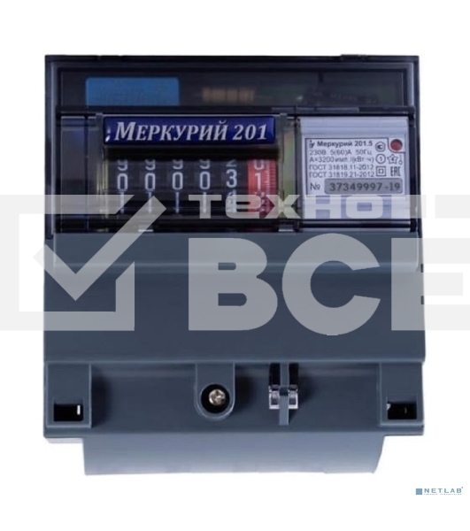 Счетчик 'Меркурий' 201.5 1ф 5-60А 1 класс точн. 1 тариф.; имп. вых. мех Инкотекс 32419