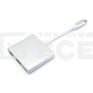 Адаптер Type-C на USB, HDMI 4K Type-С для MacBook, серебро