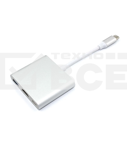 Адаптер Type-C на USB, HDMI 4K Type-С для MacBook, серебро