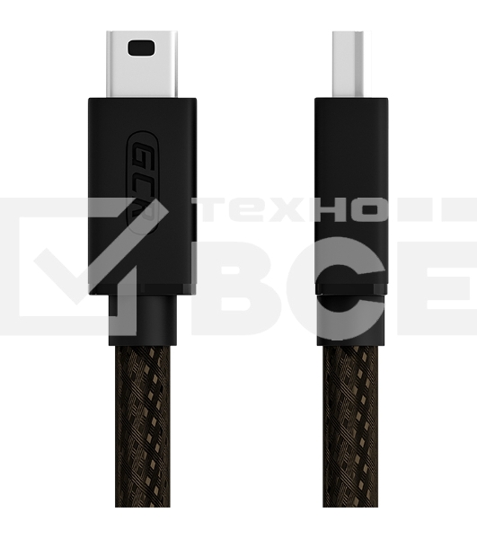 Кабель GCR PROF 1.0m USB 2.0, AM/mini 5P, черно-прозрачный, 28/24 AWG, экран, армированный, морозостойкий, GCR-51197