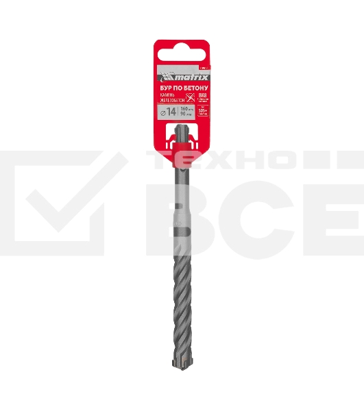Бур по бетону Matrix, 14 x 160 мм, SDS PLUS c крестовой пластиной