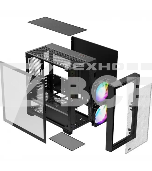Компьютерный корпус без блока питания PCCooler C3D310 BK ARGB, Mini-Tower, TG, Mesh, 2x120mm ARGB, 2xUSB-A 3.0, mATX, mITX Black