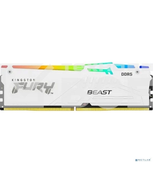 Оперативная память Kingston Fury Beast, DDR5, 16GB (1x16GB), 6000MHz, CL30, с радиатором, RGB, белый