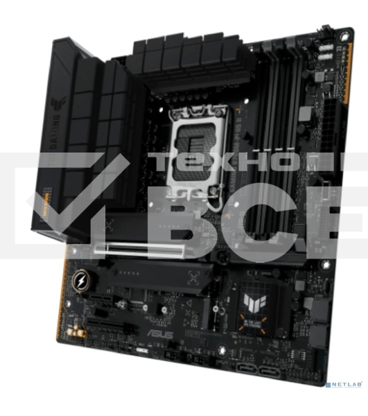 Материнская плата ASUS TUF GAMING B760M-PLUS II, LGA 1700, Intel B760, 4xDDR5, 4xSATA, 3xM.2, 1xPCIe 5.0 x16, 1xPCIe x4, 1xPCIe x1, 1xUSB-A 3.2 Gen 2, 2xUSB-A 3.2 Gen 1, 4xUSB 2.0, 1xUSB-C 3.2 Gen 2x2, 1x2.5Gb LAN, 5x3.5 мм, 7.1, mATX