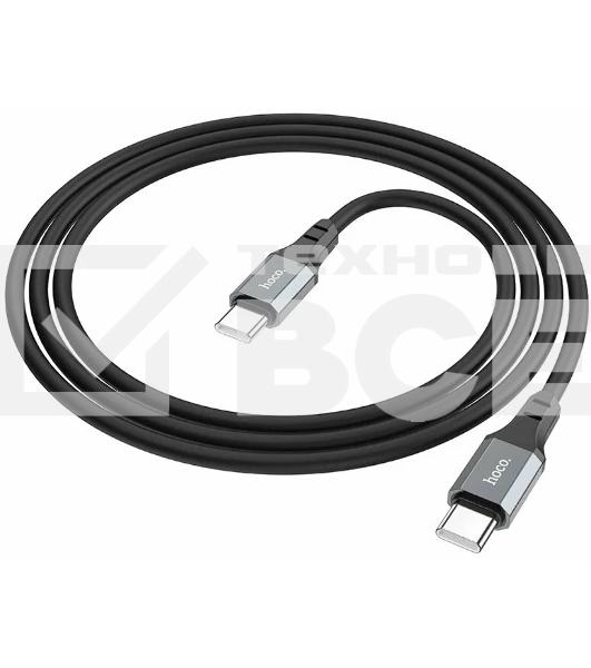Кабель USB2.0 Hoco Type-C/Type-C, 3А, 60Вт, силиконовая оплетка, X86, 1м, черный, коробка