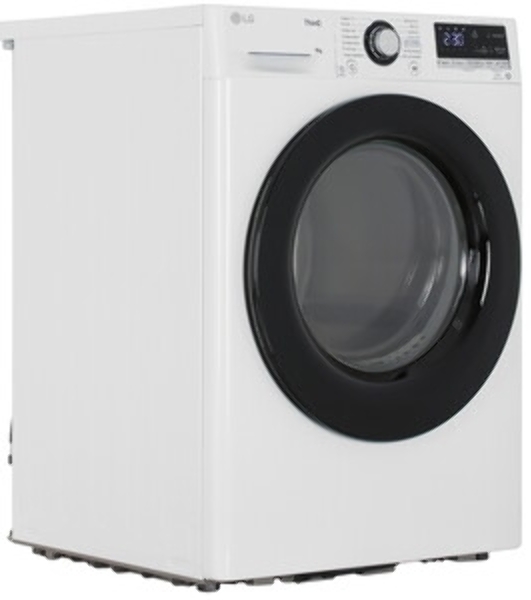 Сушильная машина LG DC90V3V6W белый, 9 кг, сушка - тепловой насос, программ - 14, 60 x 85 x 66 см