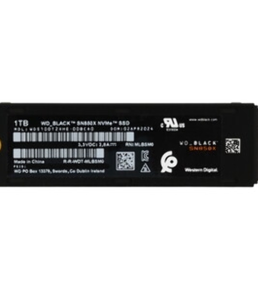 Накопитель SSD WD 1Tb Black SN850X, M.2(22x80мм), NVMe, PCIe 4.0 x4, 3D TLC, R/W 7300/6300Mb/s, IOPs 800 000/1 100 000, TbW 600, DWPD 0.3 (12 мес.)