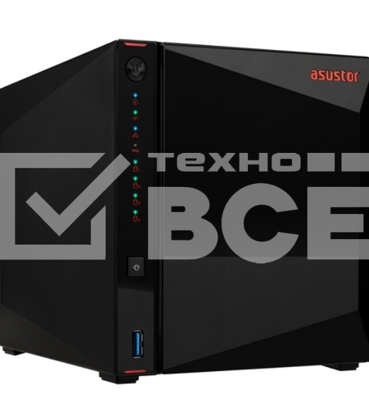 Сетевое хранилище ASUSTOR AS5304T 4-Bay NAS/Media player/Intel Celeron J4105 1.5GHz, up to 2.5 GHz(Quad-Core), 4GB SO-DIMM DDR4, noHDD(HDD,SSD),/2x2,5GbE(LAN)/3xUSB3.2,HDMI/4ip camera license ; 90IX0181-BW3S10