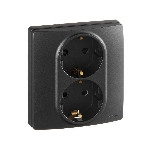 Розетка 2X2К+З, авт.зажимы, защ.шт, антрацит ETIKA, фото 1