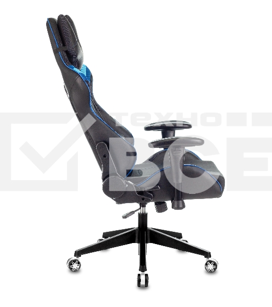 Кресло игровое Бюрократ VIKING 4 AERO BLUE черный/синий, искусст.кожа/ткань, две подушки