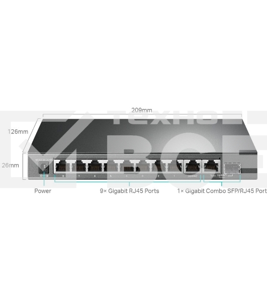 Коммутатор TP-Link TL-SG1210MPE Easy Smart 10-портовый гигабитный с 8 портами PoE+