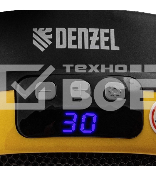 Тепловентилятор керамический Denzel DTFC-700 портативный, черный/желтый, 700 Вт, 10 м2, цифровой термостат