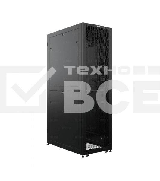 Шкаф напольный серверный NTSS ПРОЦОД DS 42U 800х1070мм, двойные боковые стенки,панель потолка с щеточными вводами, двери перфорированная и перфорированнаядвухстворчатая, без панели пола, регулируемые опоры, ролики, черный RAL 9005