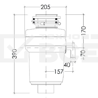 Измельчитель отходов Kuppersberg WS 750 B, High-Tech, мощность 750 Вт, 3800-4200 об/мин, защита от перегрева, авто выключение, DC мотор, шумоизоляция, уровень шума 70 дБ, цвет черный
