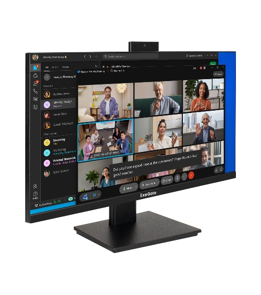 Монитор 23.8' ExeGate SuperView EA2400 IPS 1920x1080, 75 Гц, 5 мс, 16:9, 250 кд/м², HDMI 1.4, VGA, веб-камера (2 Мп), 3.5 мм, черный