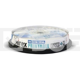 Диск DVD+R Mirex 4.7 Gb, 16x, Cake Box (10), Ink Printable (10/300)