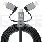 Кабель Crown USB - microUSB/USB Type-C/Lightning CMCU-3182 black, фото 1