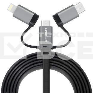 Кабель Crown USB - microUSB/USB Type-C/Lightning CMCU-3182 black