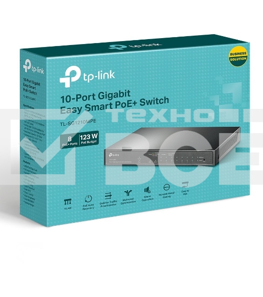 Коммутатор TP-Link TL-SG1210MPE Easy Smart 10-портовый гигабитный с 8 портами PoE+