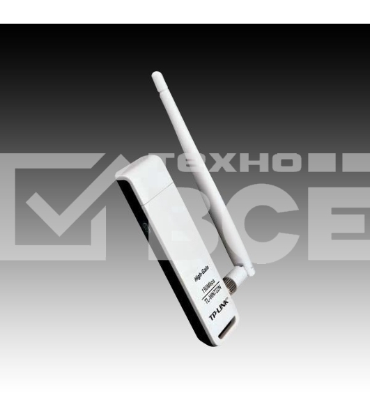 Адаптер TP-Link SOHO TL-WN722N 150Mbps High Gain Wireless N USB Adapter with Cradle, 1T1R, 2.4GHz, 802.11n/g/b, 1 detachable antenna