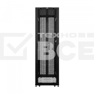 Шкаф напольный серверный NTSS ПРОЦОД DS 42U 800х1070мм, двойные боковые стенки,панель потолка с щеточными вводами, двери перфорированная и перфорированнаядвухстворчатая, без панели пола, регулируемые опоры, ролики, черный RAL 9005