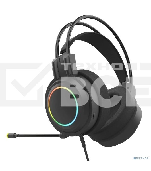 Perfeo игровая гарнитура RGF EARTH черная 1,8 м, разъем 3,5 мм (4 pin) и USB (LED), переходник
