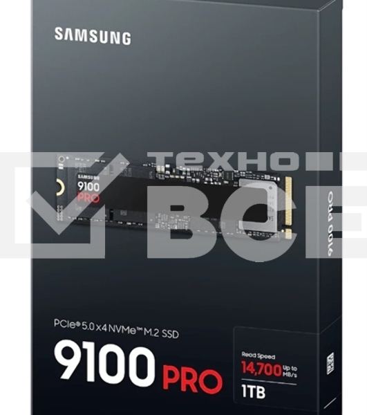 Твердотельный диск 1TB Samsung 9100 PRO, M.2, PCI-E 5.0 x4, TLC 3D NAND [R/W - 14800/13400 MB/s]