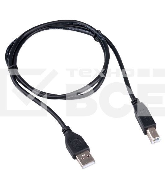 Кабель USB2.0 Cablexpert CCP-USB2-AMBM-1M, AM/BM, медь, двойной экран, Pro, 1м, черный, пакет