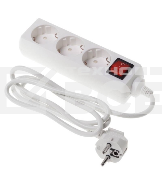 Сетевой удлинитель Buro BU-PS3.1/W 1.5м (3 розетки) белый (пакет ПЭ)